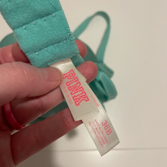 PINK Victoria's Secret Brand Push Up Green Shimmery Underwire Bra 36B - Picture 4 of 5